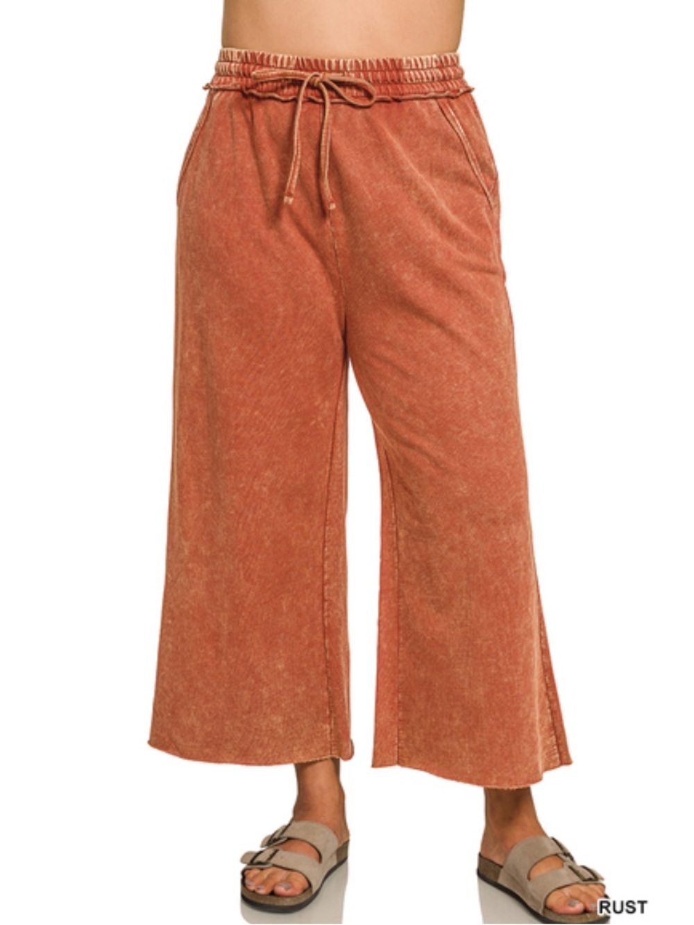 12 1X - 3X ❤️Zenana rust WASHED FRENCH TERRY
FLARE PANTS
